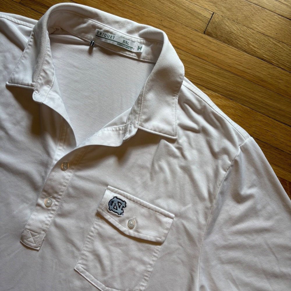 Criquet Polo Shirt Mens XXL White Performance Preppy Golf UNC Pima Cotton Office